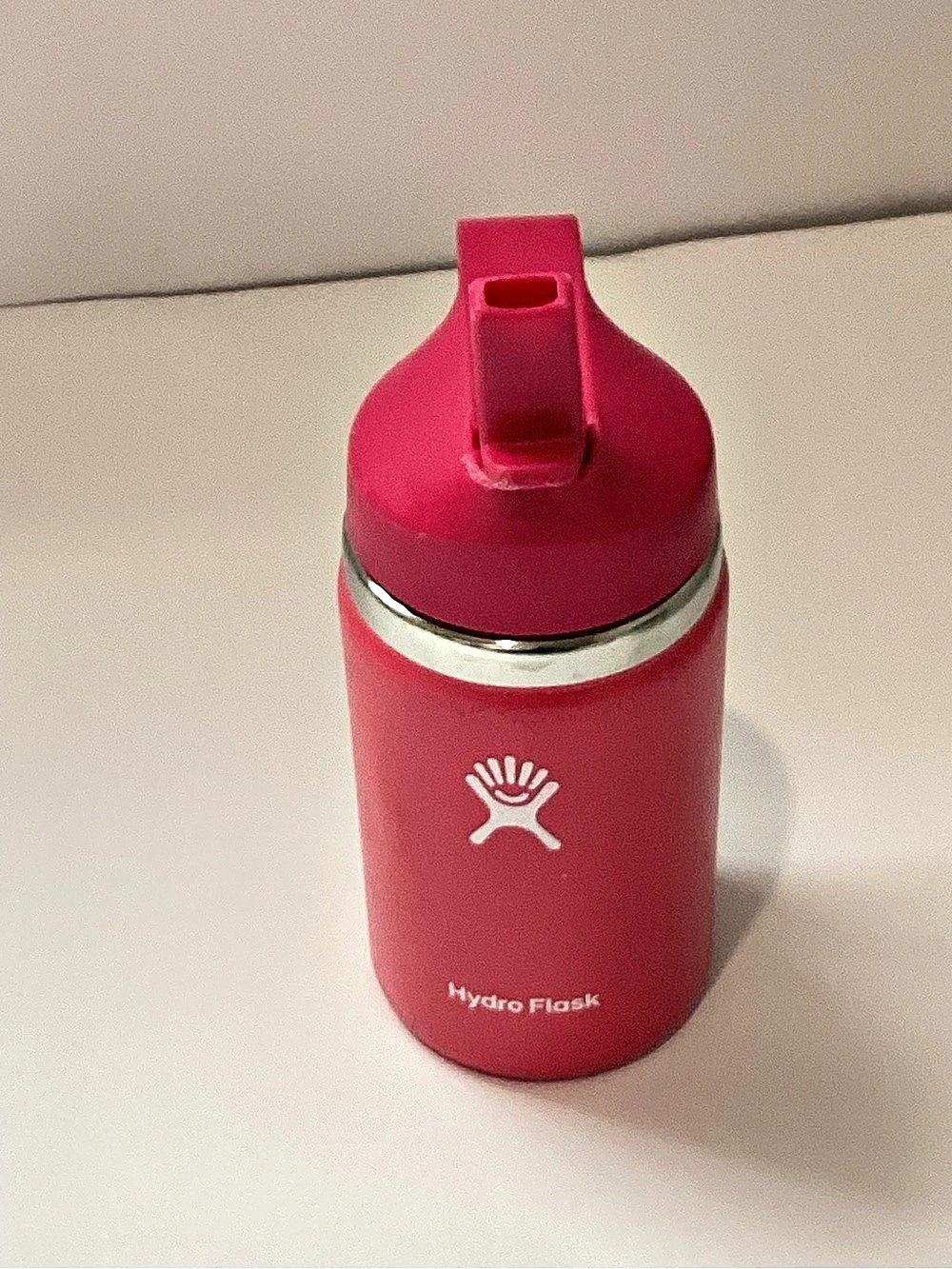 Hydro Flask Kids 12 oz Wide Mouth Water Bottle with Straw Cap Pink